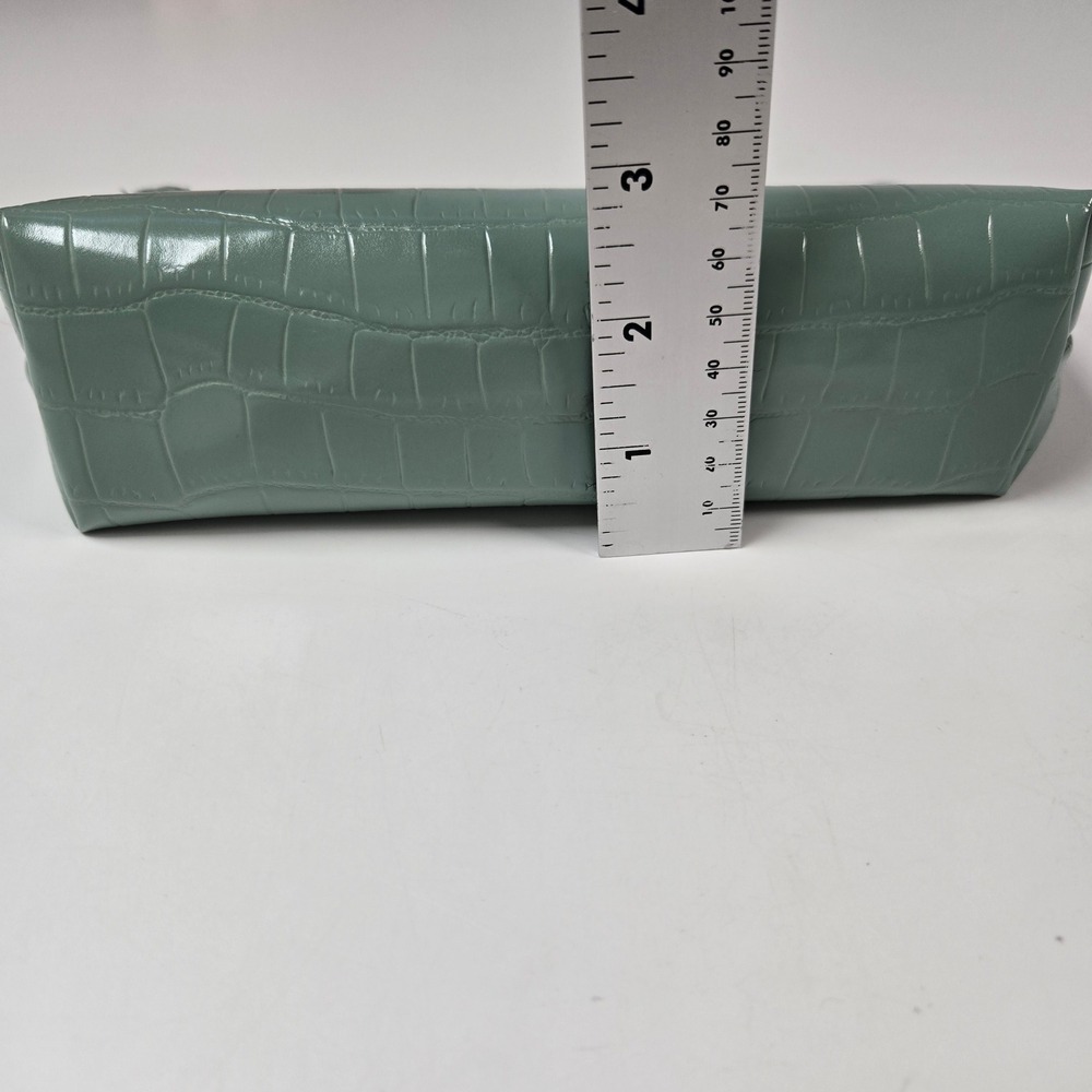 Sonia Kashuk Makeup Bag Womens Sage Green Faux Croc Embossed Cosmetic Pouch - Picture 7 of 9